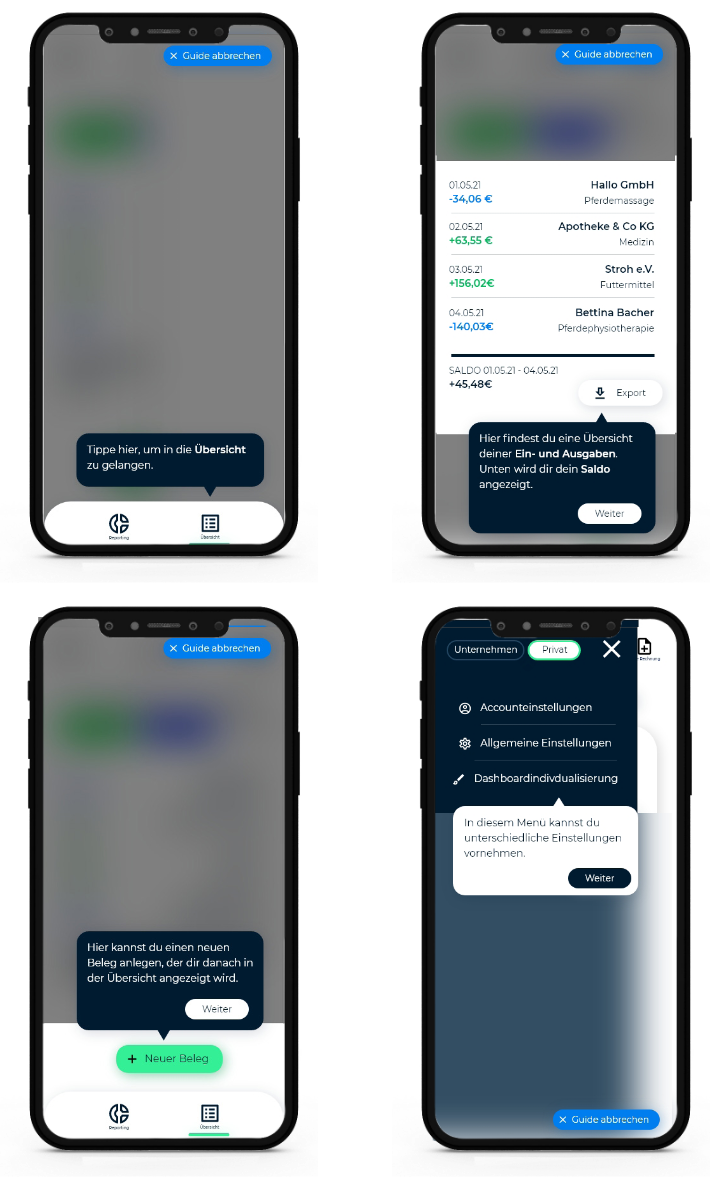 Guide Interface Mobile